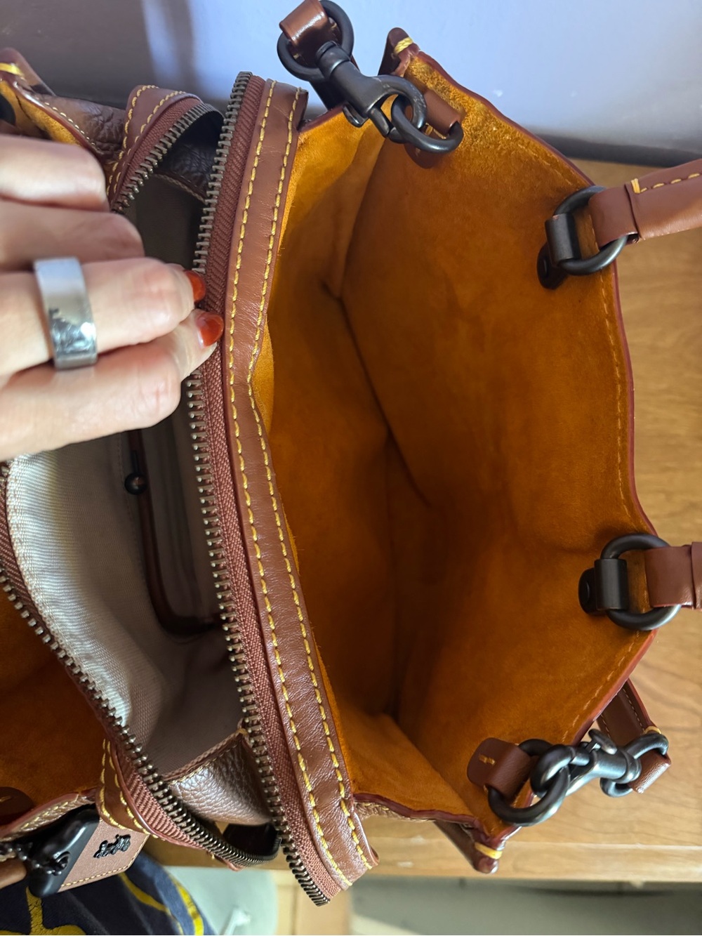 Coach 1941 Rogue 30 Pebbled Leather Satchel 38124 Saddle Brown Gunmetal - Picture 4 of 10